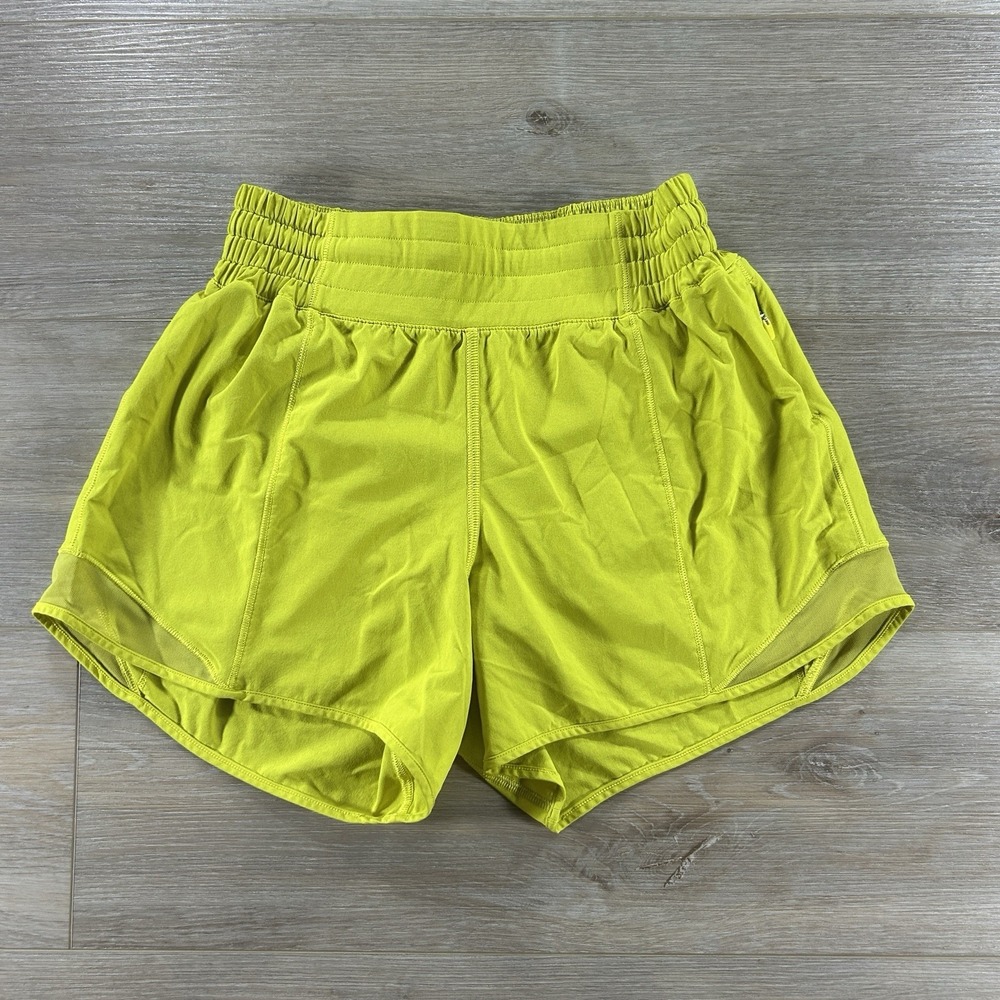 Lululemon Size 4 High-Rise Hotty Hot Lined 4" Shorts Neon Green Athleisure
